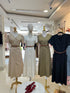 V-neck Short Sleeves Button Down Belted Dress With Pocket